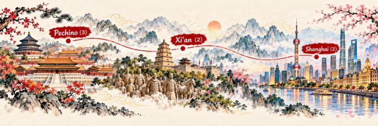 Cina Classica – mappa dell’itinerario Mappa dell’itinerario Cina Classica: Pechino, Xi’an e Shanghai