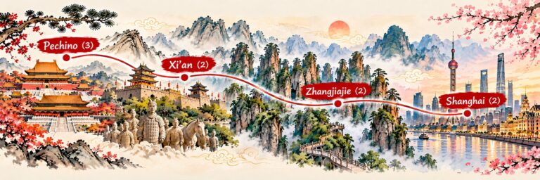 Cina e le Montagne Sospese – mappa dell’itinerario Mappa dell’itinerario Cina e le Montagne Sospese: Pechino, Xi’an, Zhangjiajie e Shanghai