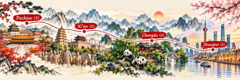 Dal Drago al Panda – mappa dell’itinerario Mappa dell’itinerario Dal Drago al Panda: Pechino, Xi’an, Chengdu e Shanghai